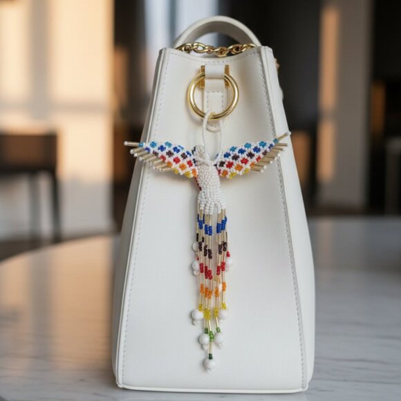 Handwoven Beaded Hummingbird Keychain – Bag Charm, Pendant, Ornament NW - Picture 1 of 6